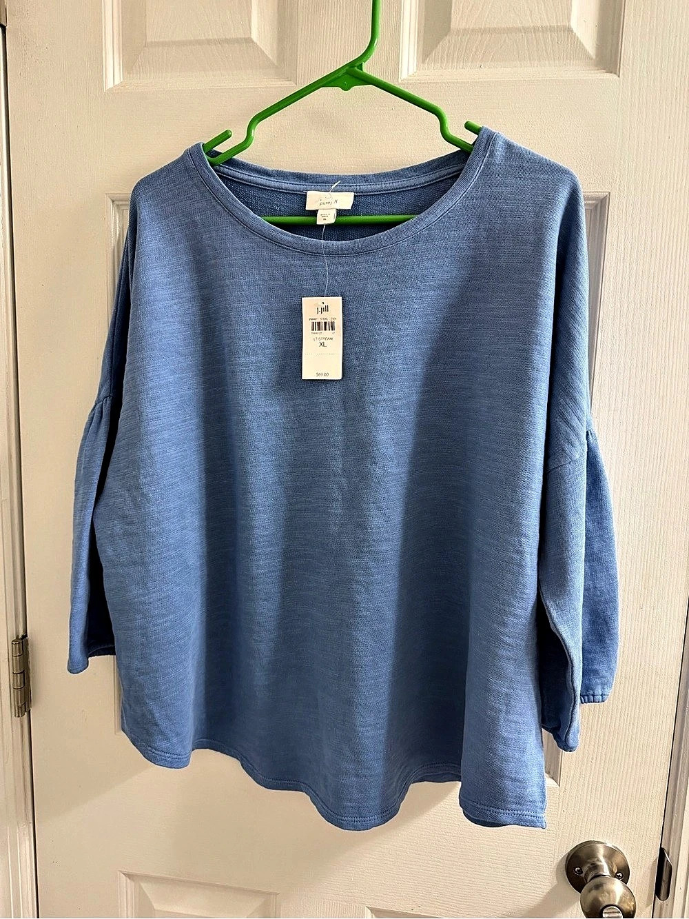 J.Jill Pure Jill Blue Top Lantern Sleeves Size XL NWT